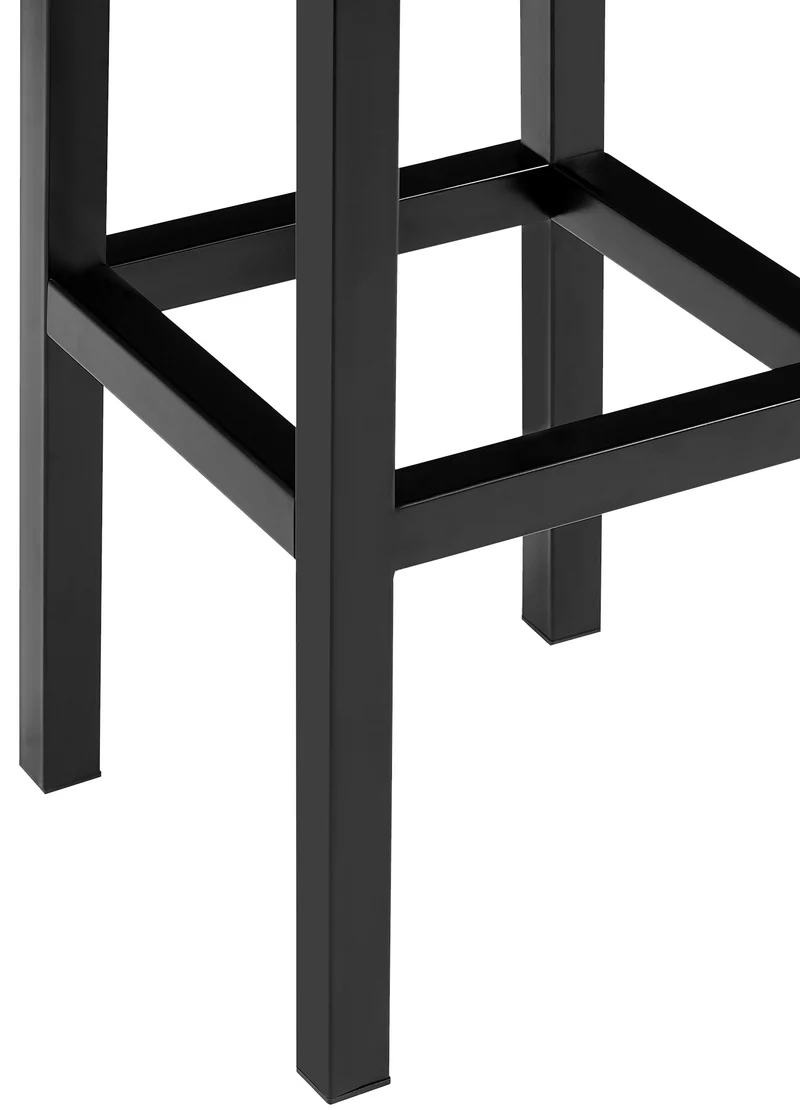 Tabouret de bar x1 assise carrée rembourrée en similicuir gris hauteur d'assise 78 cm structure en métal noir 10_0005992