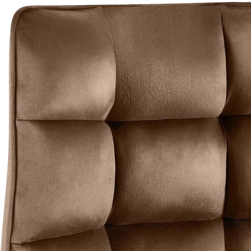 Chaise de salle à manger x1 en velours marron généreusement rembourrée piètement en métal noir 10_0007477