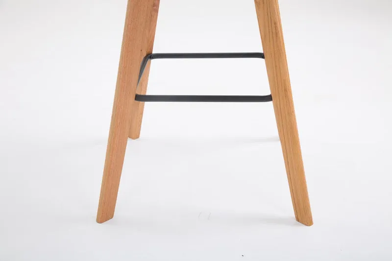 Tabouret de bar x1 style scandinave avec assise en similicuir crème et structure en bois naturel 10_0005713