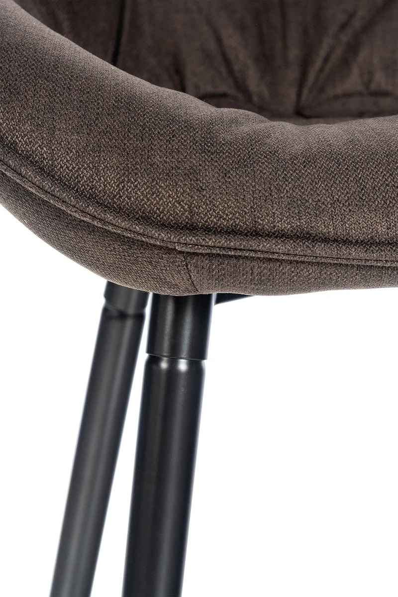 Tabouret de bar x1 moderne en velours marron assise enveloppante capitonnée pieds métal noir 10_0005620