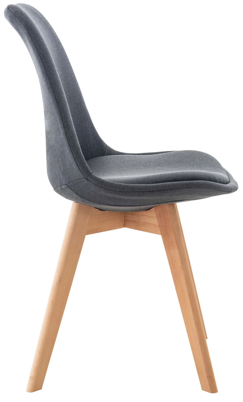 Chaise de salle à manger x1 design scandinave en tissu gris foncé et pieds en bois clair 10_0002293