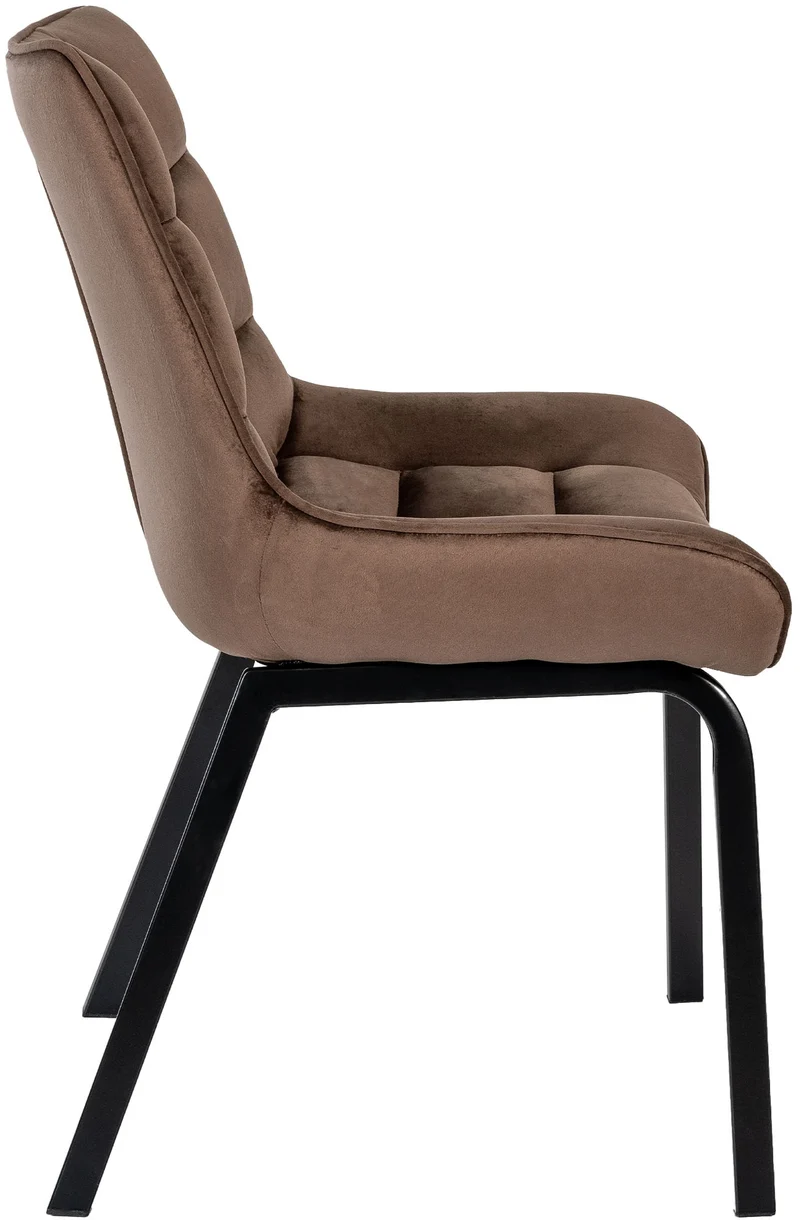 Lot de 2 chaises de salle à manger en velours marron généreusement rembourrée piètement en métal noir 10_0007681
