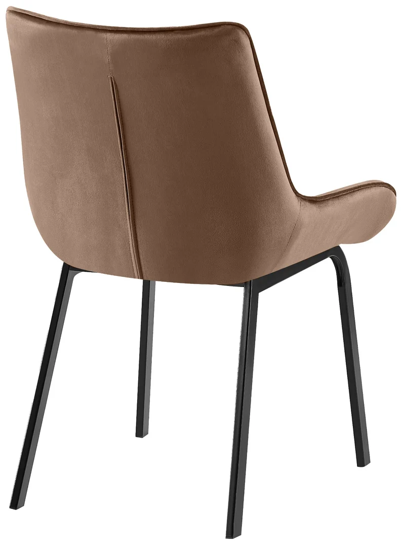 Lot de 2 chaises de salle à manger en velours marron généreusement rembourrée piètement en métal noir 10_0007681