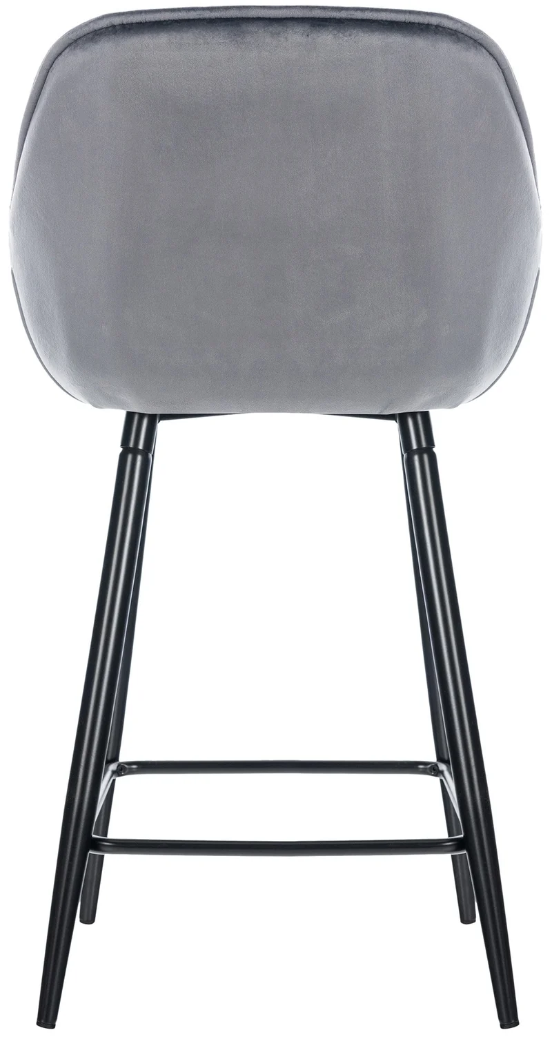 Lot de 2 tabourets de bar chaises hautes assise effet capitonnée en velours gris foncé et métal noir 10_0004161