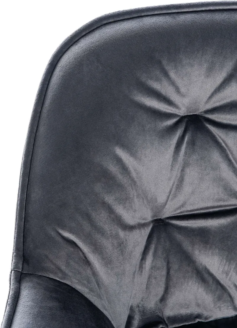 Lot de 2 tabourets de bar chaises hautes assise effet capitonnée en velours gris foncé et métal noir 10_0004161