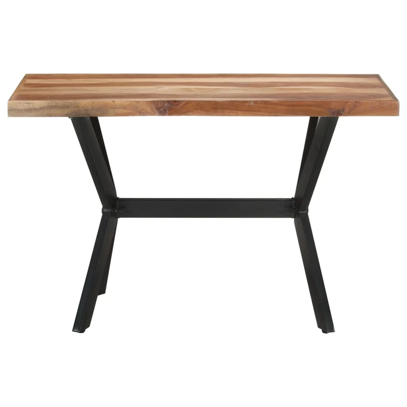 Table de salle à manger design industriel 120 x 60 x 75 cm bois d'acacia massif et bois d'hévéa et acier DEC036596