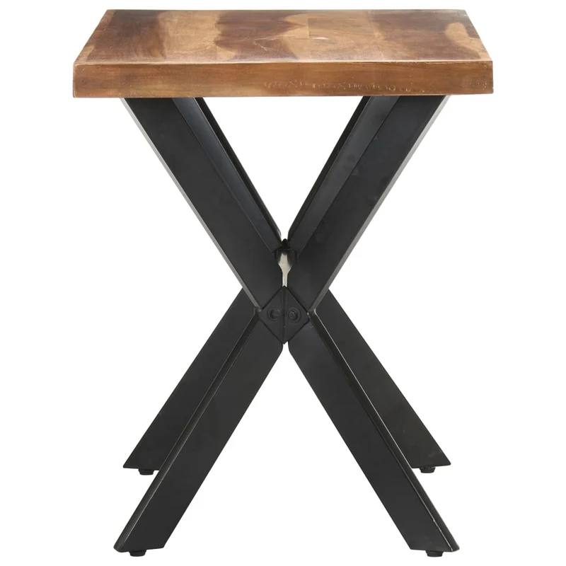 Table de salle à manger design industriel 120 x 60 x 75 cm bois d'acacia massif et bois d'hévéa et acier DEC036596