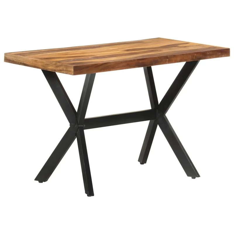 Table de salle à manger design industriel 120 x 60 x 75 cm bois d'acacia massif et bois d'hévéa et acier DEC036596