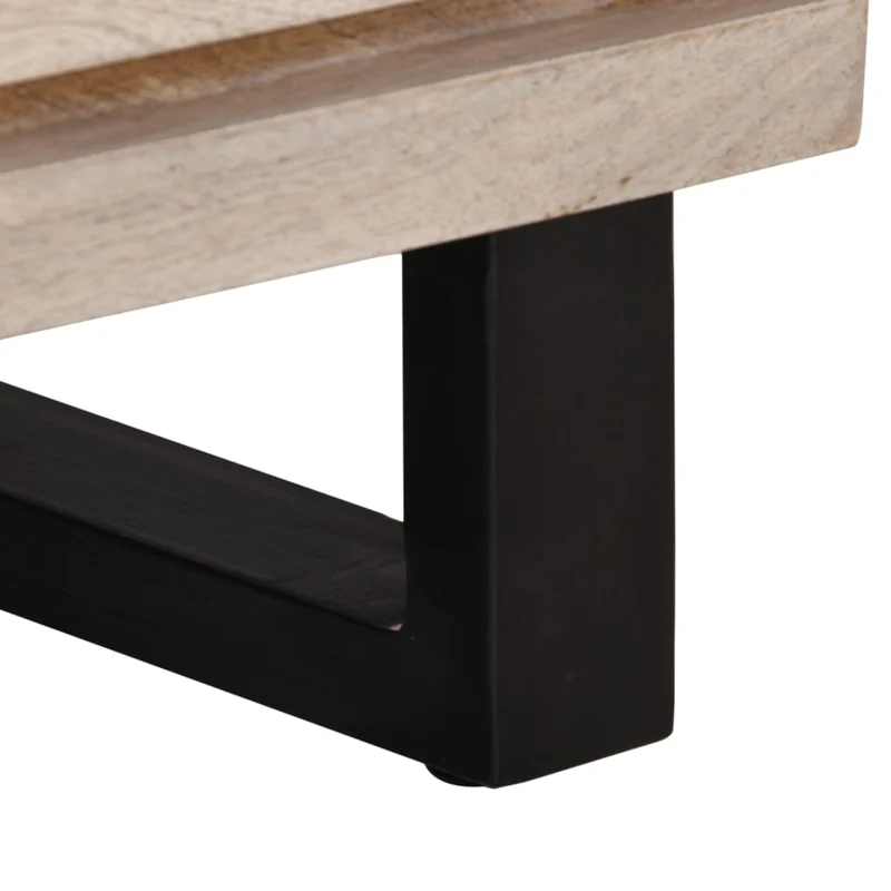 Lot de 2 tables de chevet avec tiroirs 40 x 34 x 46 cm bois manguier massif blanchi DEC034798