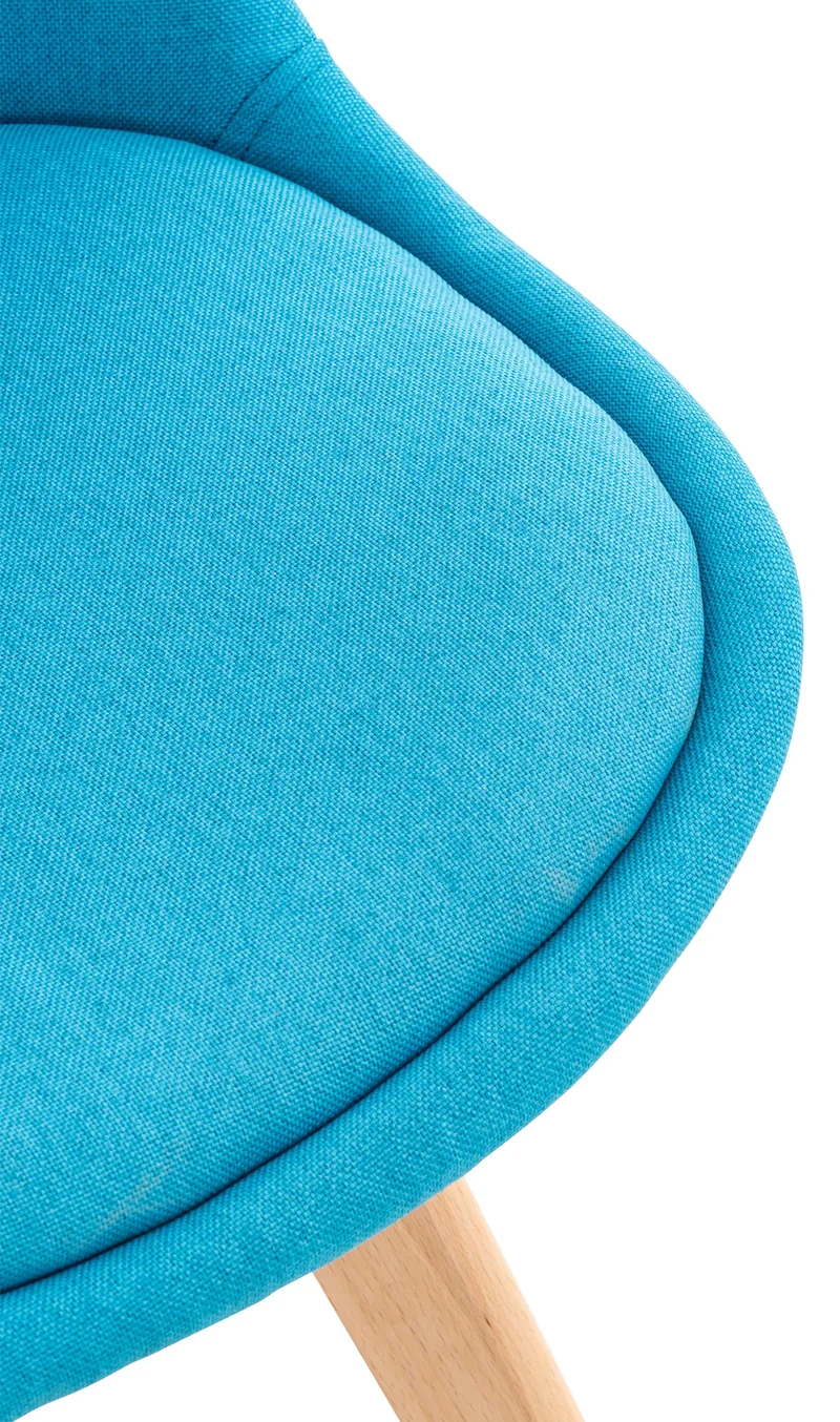 Chaise de salle à manger x1 design scandinave en tissu turquoise et pieds en bois clair 10_0002294