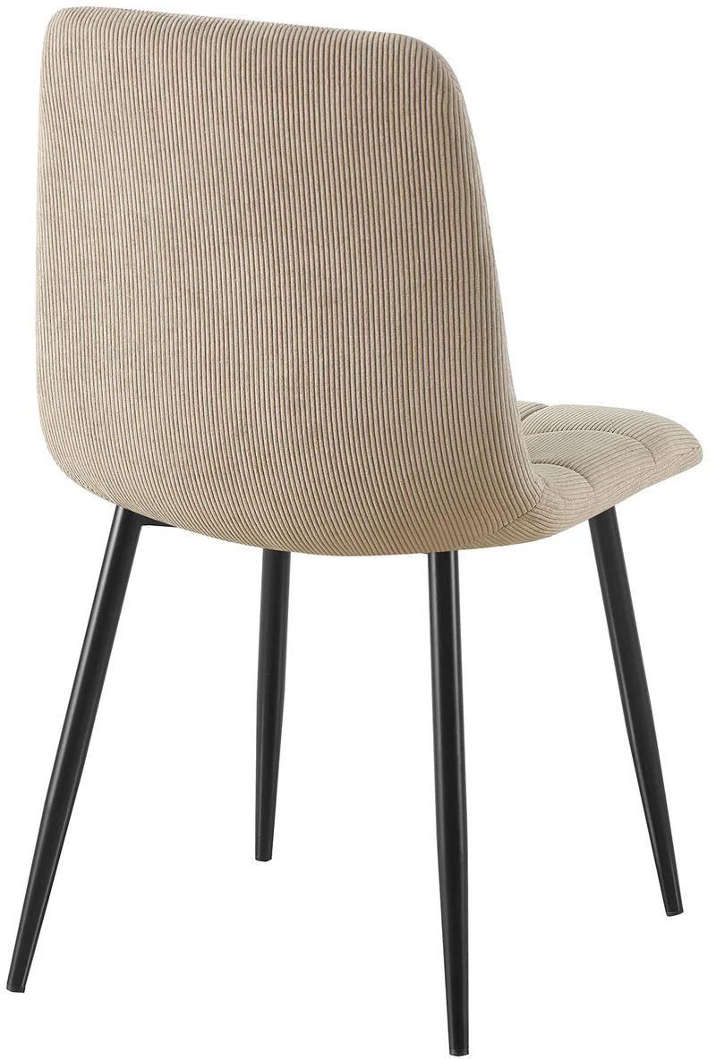 Lot de 2 chaises de salle à manger coutures décoratives carrées en velours côtelé taupe et métal noir 10_0007545