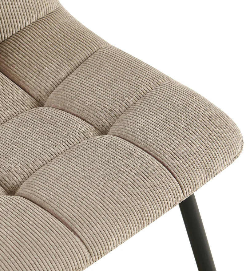 Lot de 2 chaises de salle à manger coutures décoratives carrées en velours côtelé taupe et métal noir 10_0007545