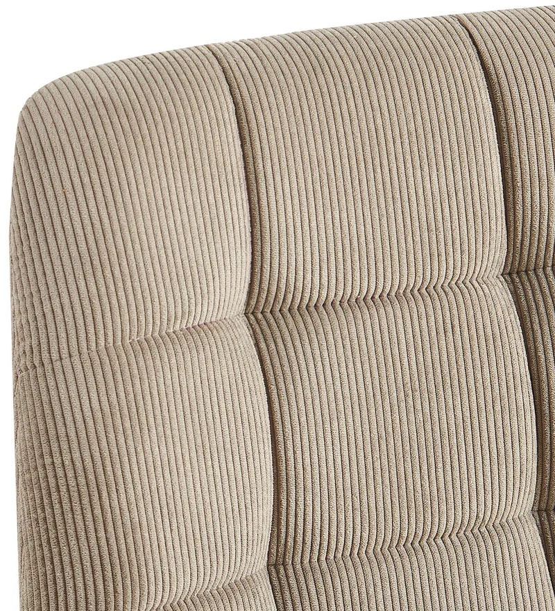 Chaise de salle à manger x1 coutures décoratives carrées en velours côtelé taupe et métal noir 10_0007260