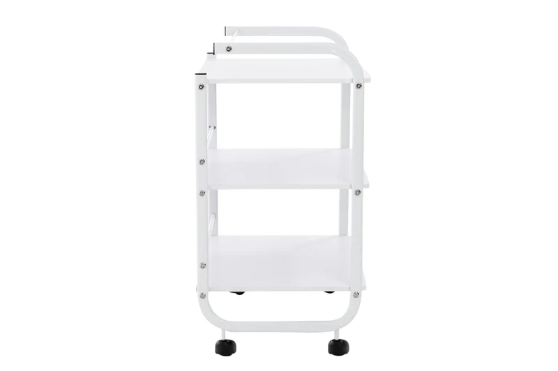 Chariot de service polyvalent 3 étagères robustes sur roulettes métal blanc et MDF 10_0003062
