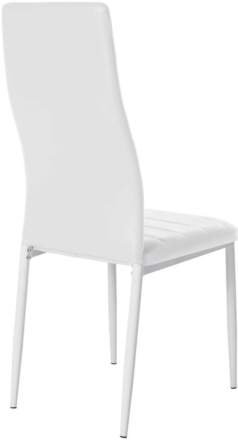 Lot de 6 chaises de salle à manger design simple en synthétique blanc avec couture cadre en métal noir CDS10297