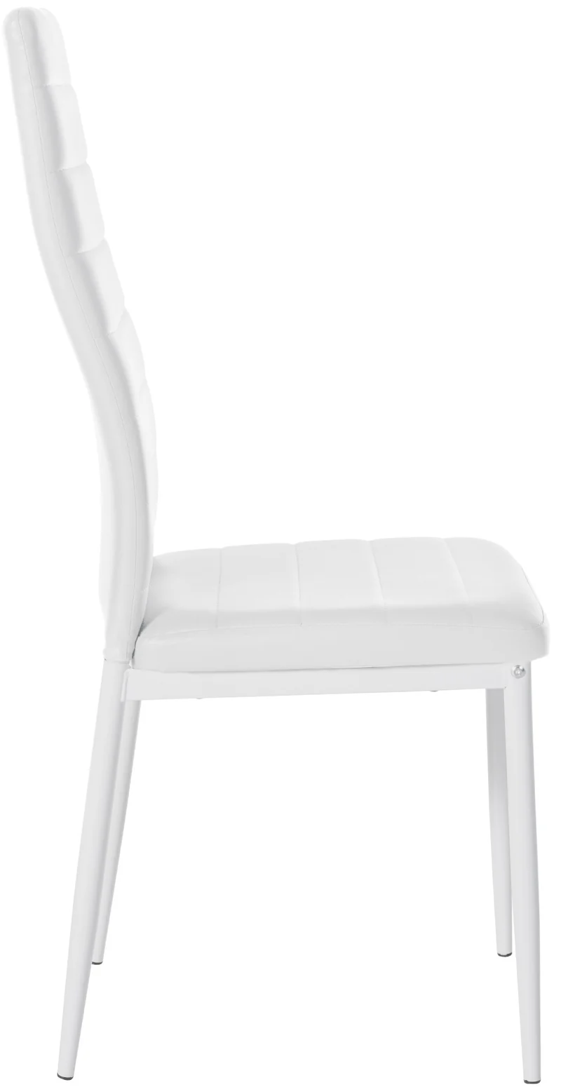 Lot de 6 chaises de salle à manger design simple en synthétique blanc avec couture cadre en métal noir CDS10297