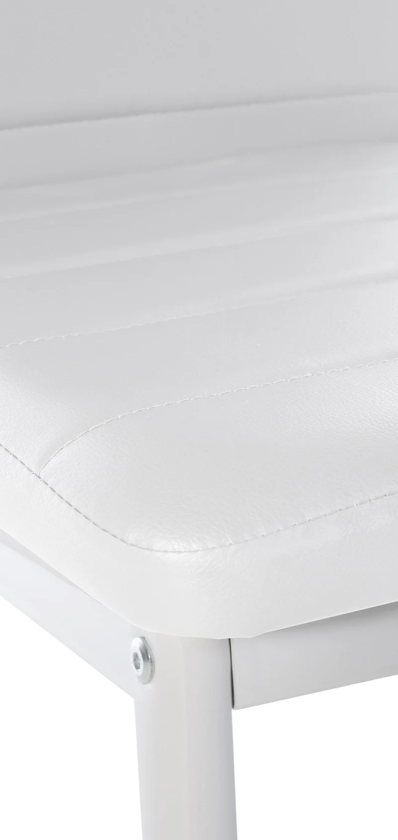 Lot de 6 chaises de salle à manger design simple en synthétique blanc avec couture cadre en métal noir CDS10297