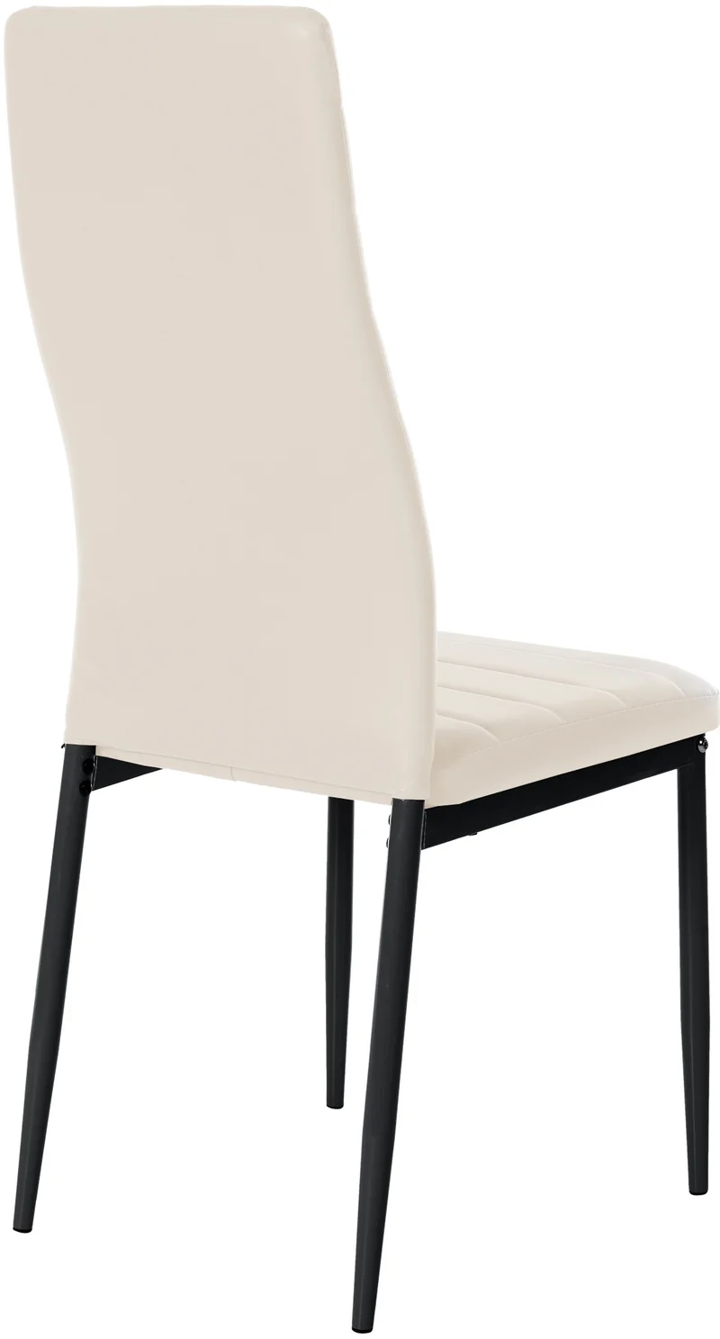 Lot de 6 chaises de salle à manger design simple en synthétique crème avec couture cadre en métal noir CDS10294