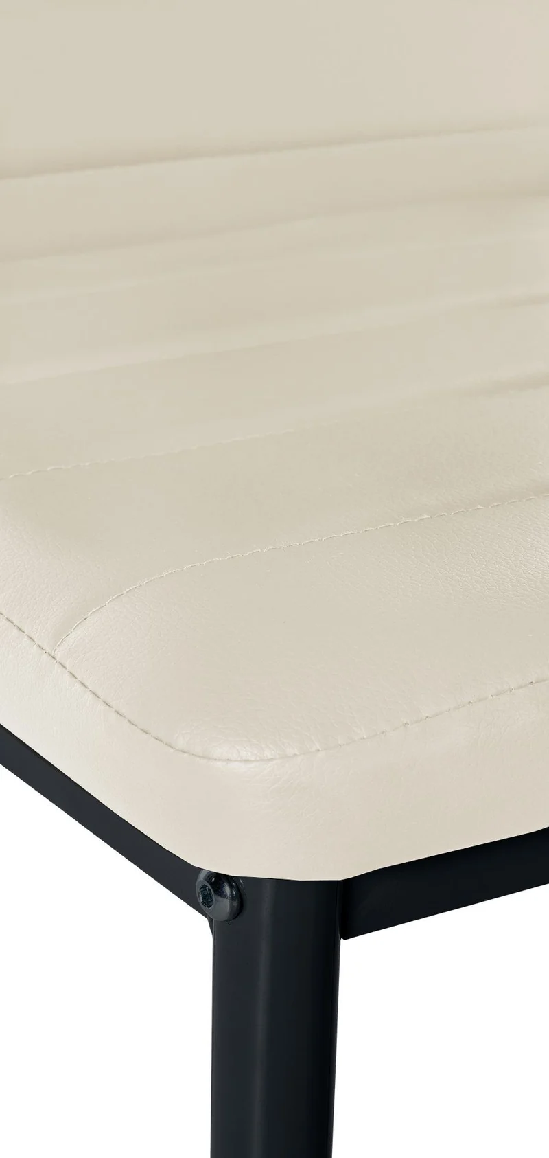 Lot de 6 chaises de salle à manger design simple en synthétique crème avec couture cadre en métal noir CDS10294