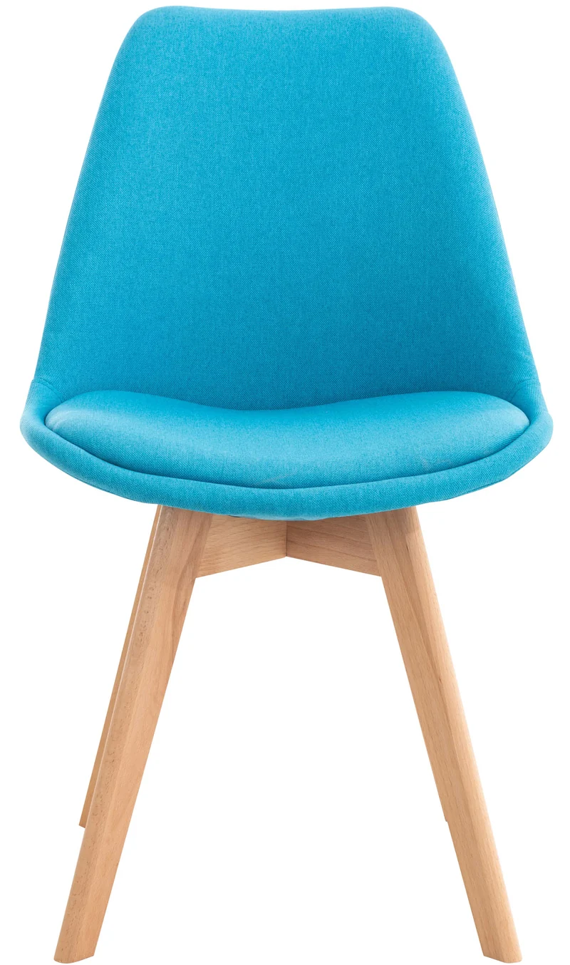 Lot de 4 chaises de salle à manger cuisine bureau style scandinave en tissu bleu turquoise pieds en bois CDS10086