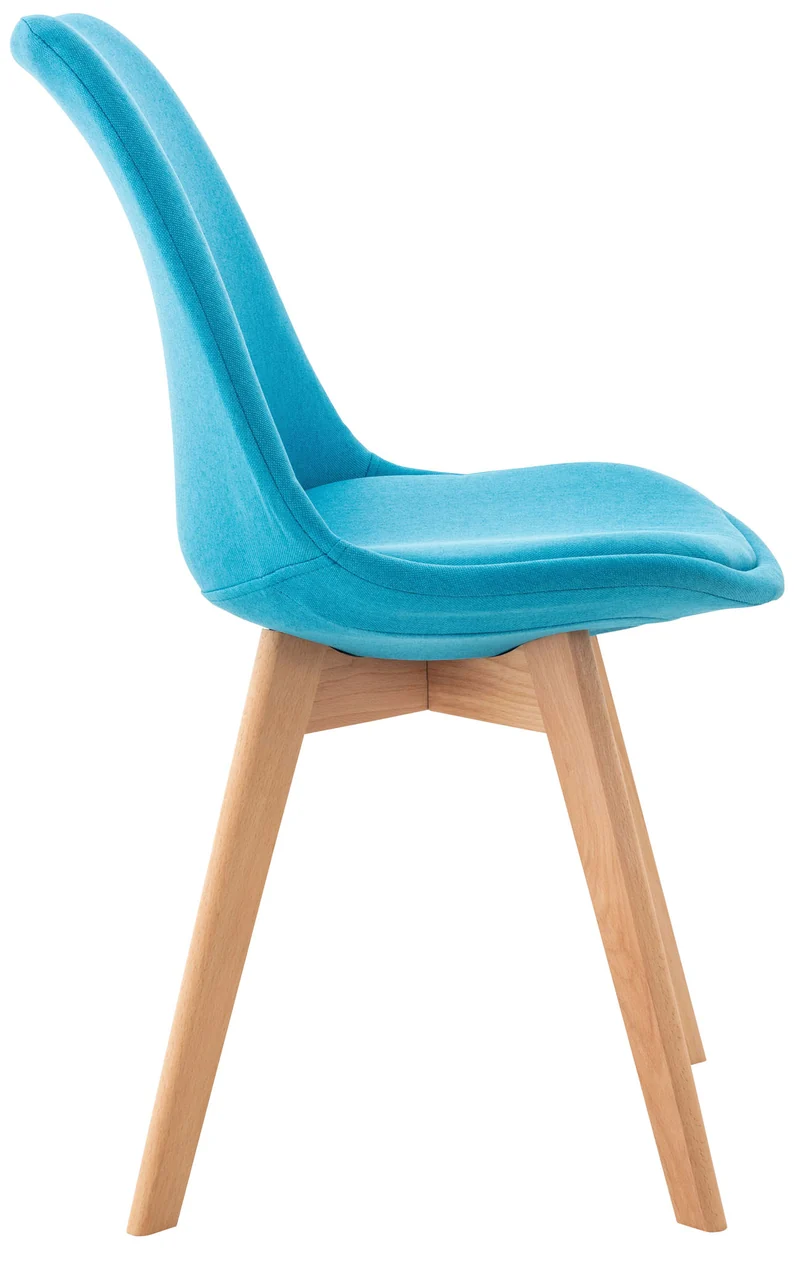 Lot de 4 chaises de salle à manger cuisine bureau style scandinave en tissu bleu turquoise pieds en bois CDS10086