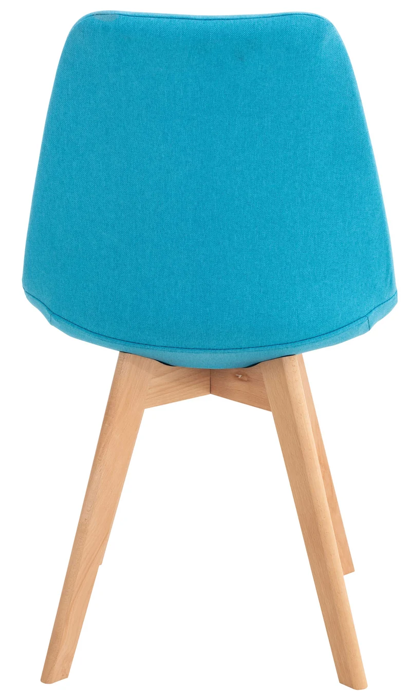 Lot de 4 chaises de salle à manger cuisine bureau style scandinave en tissu bleu turquoise pieds en bois CDS10086