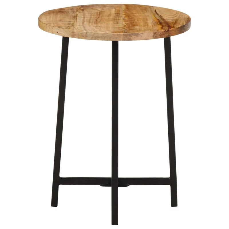 Table d’appoint ronde en bois de manguier massif – pieds en métal – pièce unique DEC037043