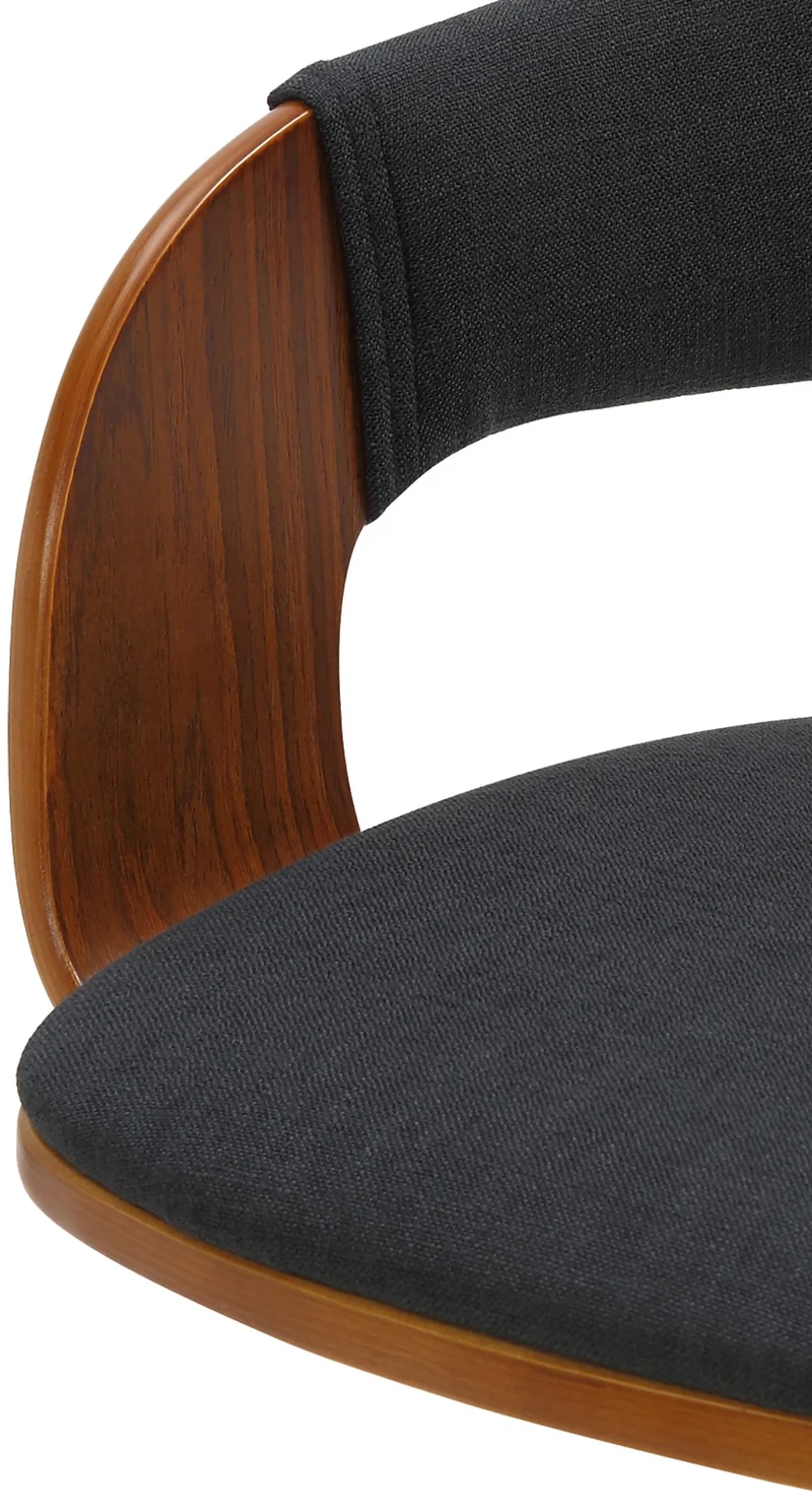 Lot de 2 tabourets de bar design rétro chic assise en tissu noir et bois noyer piètement en métal noir 10_0006710