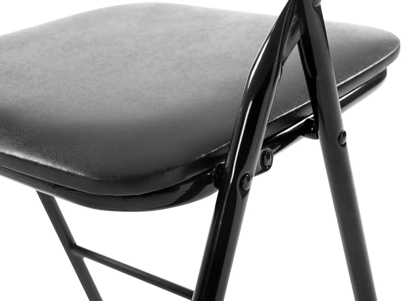 Lot de 2 chaises pliantes en métal pour réception et usage quotidien structure métallique noir assises PVC noir 10_0008402