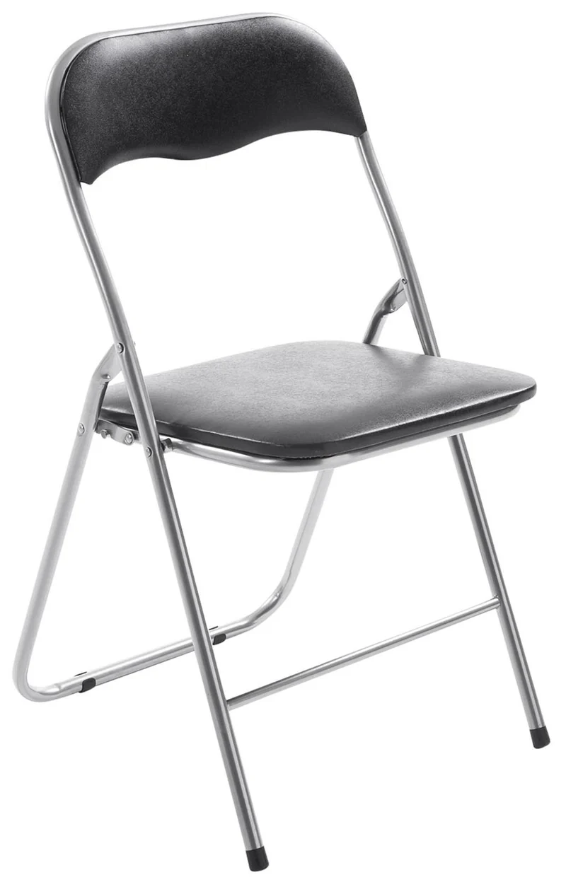Lot de 2 chaises pliantes en métal pour réception et usage quotidien structure métallique argenté assises PVC noir 10_0008343