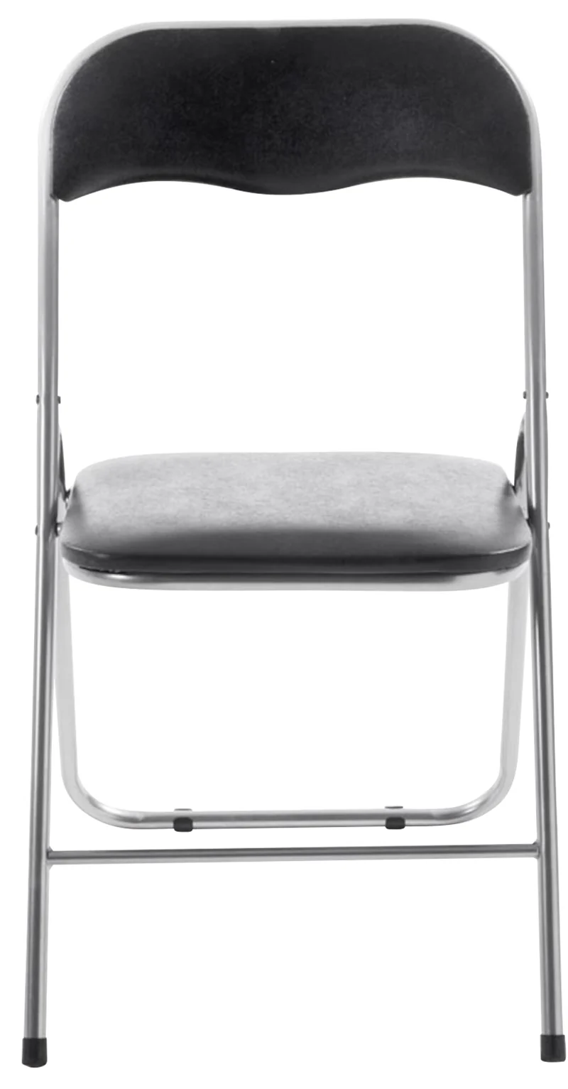 Lot de 2 chaises pliantes en métal pour réception et usage quotidien structure métallique argenté assises PVC noir 10_0008343
