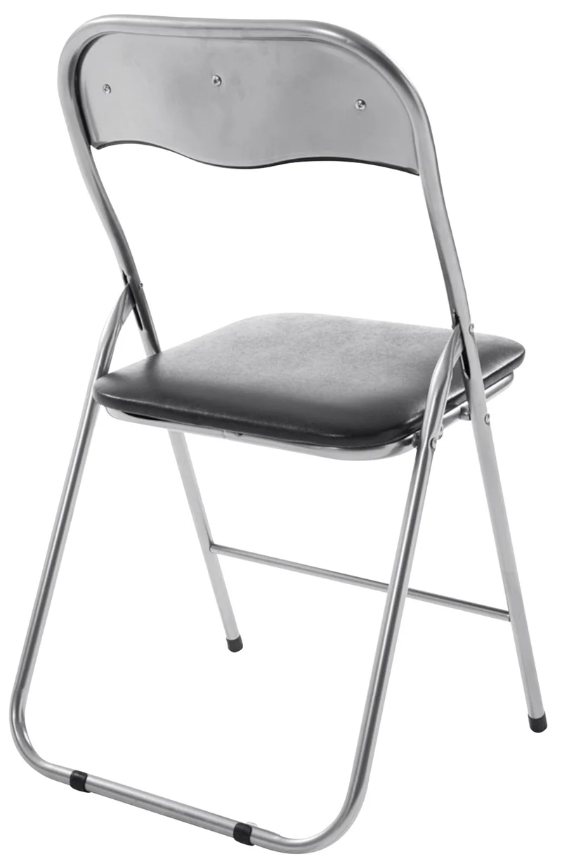 Lot de 2 chaises pliantes en métal pour réception et usage quotidien structure métallique argenté assises PVC noir 10_0008343