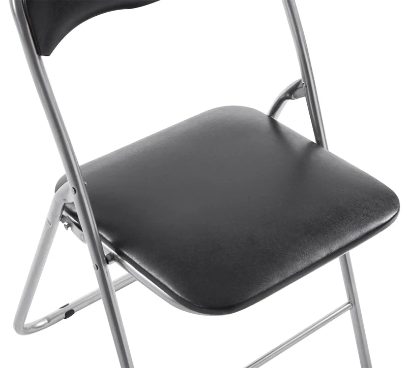 Lot de 2 chaises pliantes en métal pour réception et usage quotidien structure métallique argenté assises PVC noir 10_0008343