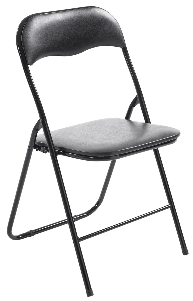 Lot de 4 chaises d'appoint cuisine pliable en métal noir et PVC noir 10_0006218