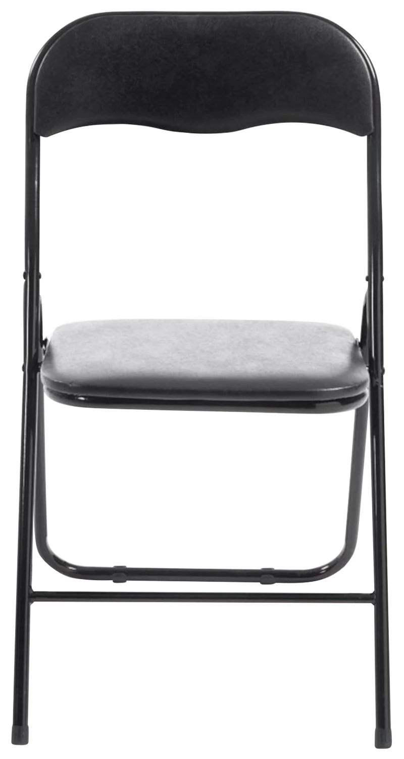 Lot de 4 chaises d'appoint cuisine pliable en métal noir et PVC noir 10_0006218