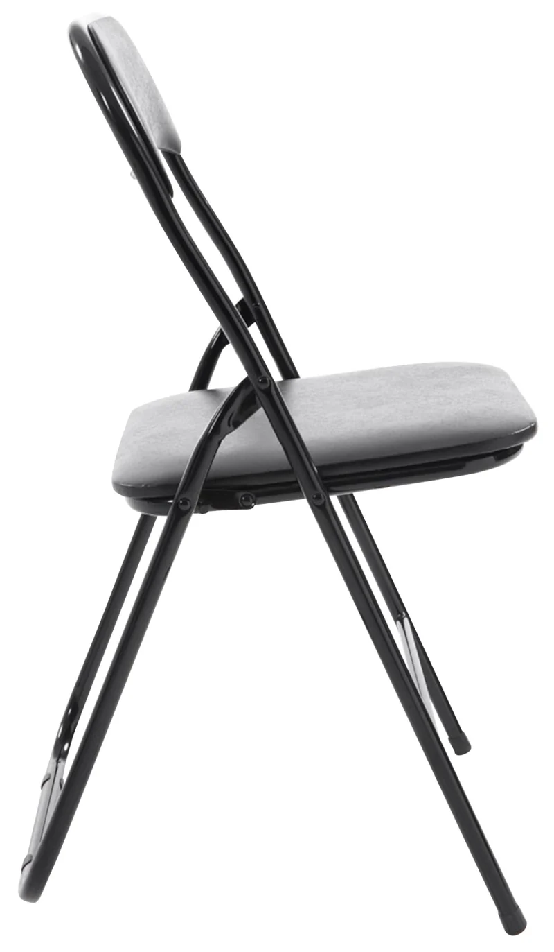 Lot de 4 chaises d'appoint cuisine pliable en métal noir et PVC noir 10_0006218