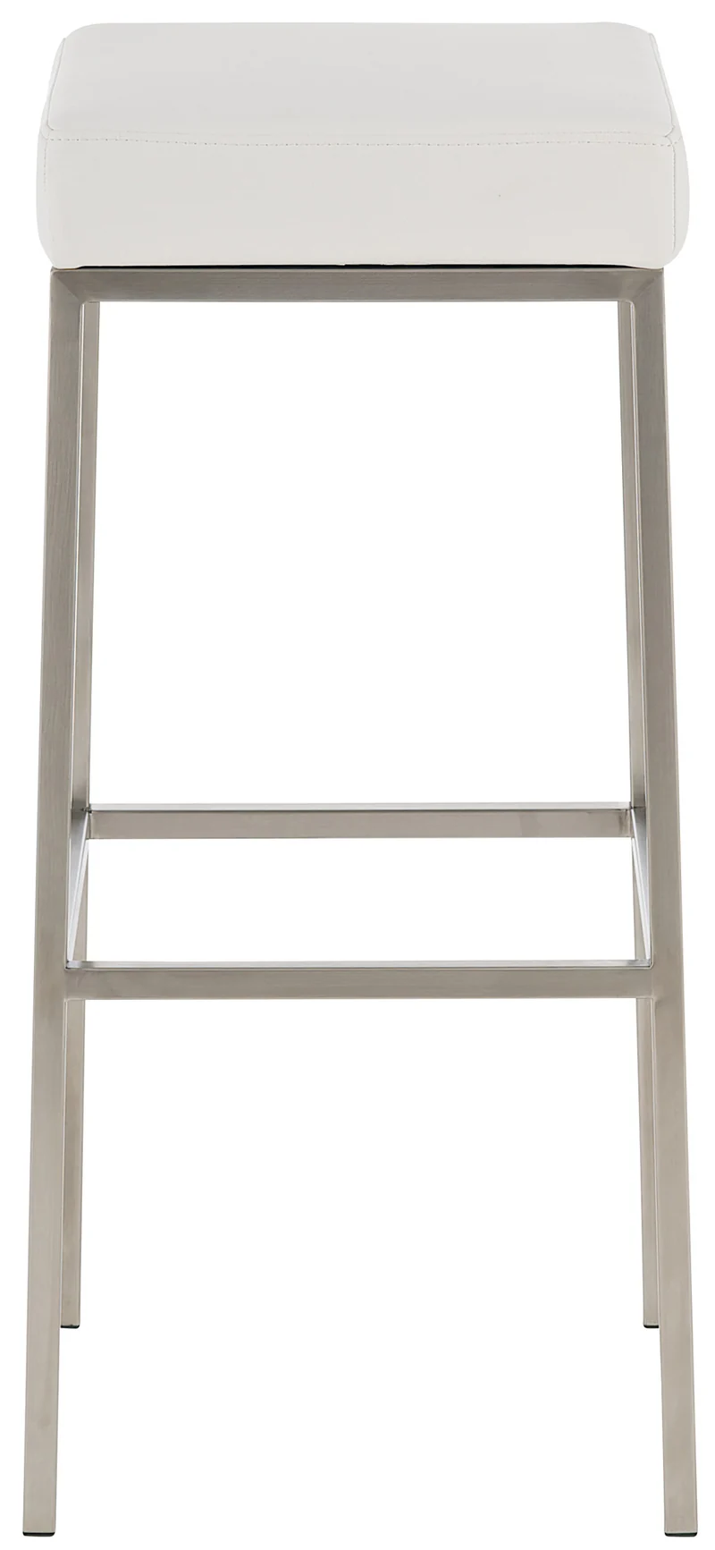 Lot de 2 tabourets de bar avec repose-pieds design simple hauteur 85 cm en PVC blanc et acier inoxydable 10_0004372