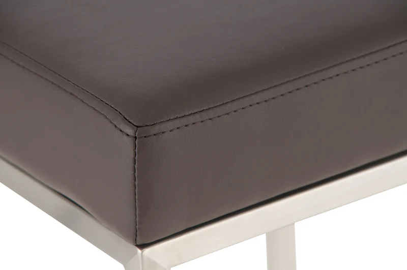 Lot de 2 tabourets de bar avec repose-pieds design simple hauteur 85 cm en PVC marron et acier inoxydable 10_0004373