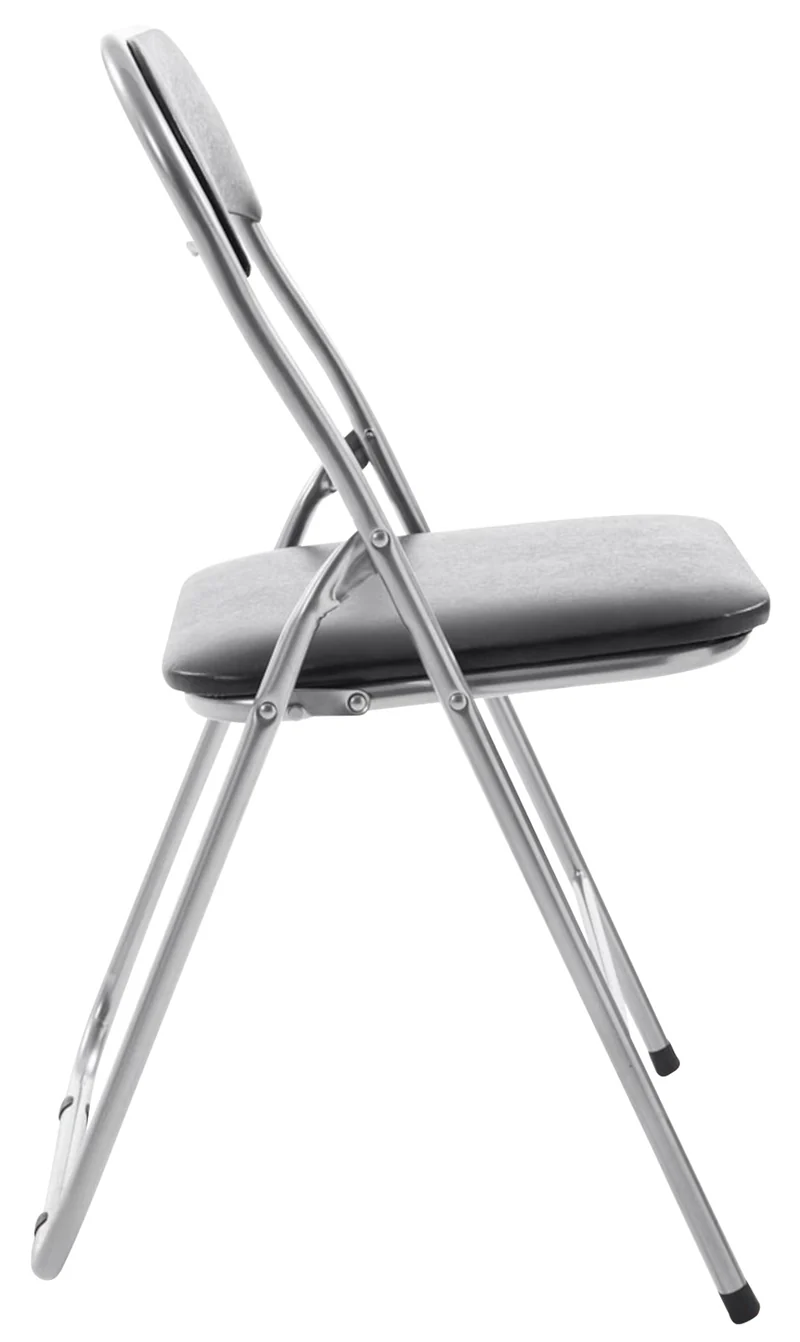 Lot de 4 chaises d'appoint cuisine pliable en métal argenté et PVC noir 10_0005956