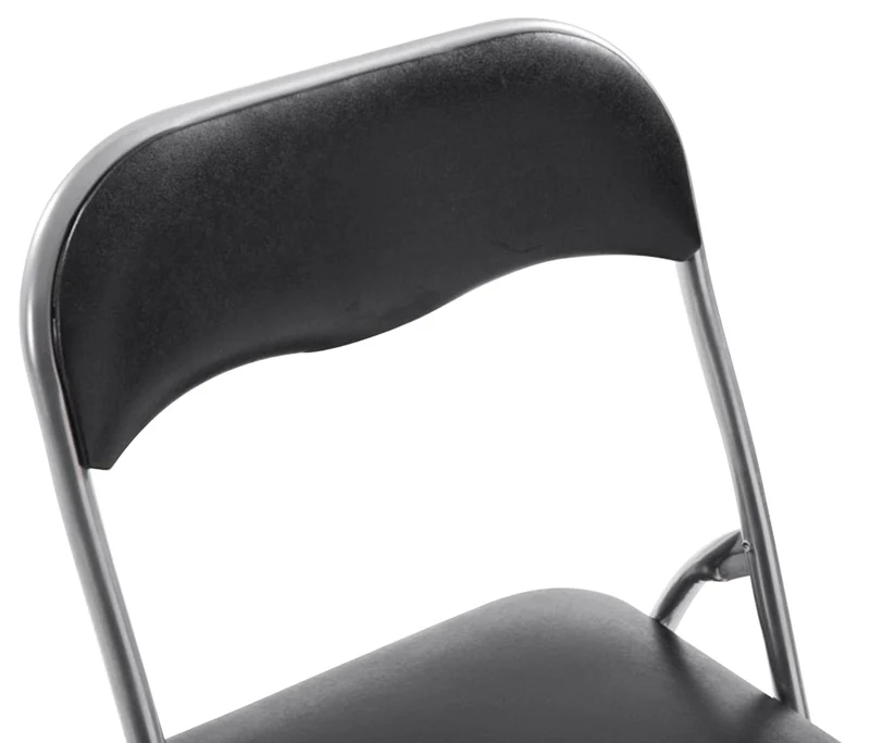 Lot de 4 chaises d'appoint cuisine pliable en métal argenté et PVC noir 10_0005956