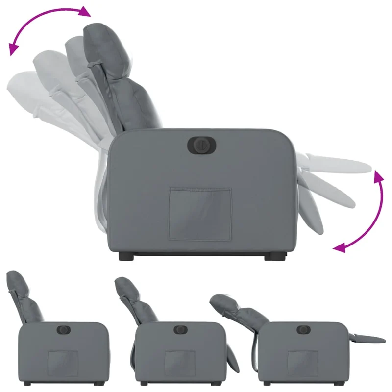 Fauteuil relax TV fonction de levage électrique très confortable en PVC gris DEC028380