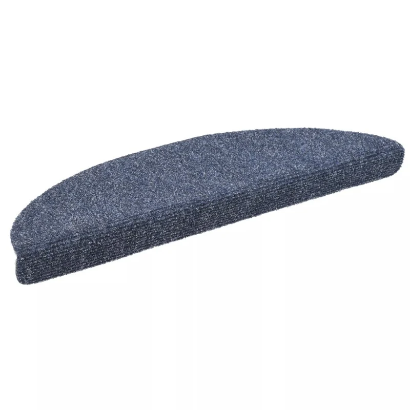 Tapis d'escalier auto-adhésif Poinçon aiguilleté 15 pièces Bleu DEC023309