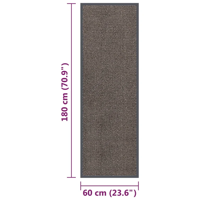 Paillasson touffeté 60 x 180 cm PP marron et caoutchouc antidérapant DEC040673