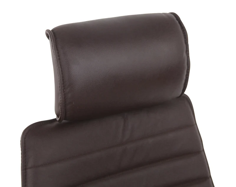 Fauteuil de bureau hauteur réglable pivotant mécanisme de bascule cuir véritable marron et métal chromé 10_0002615