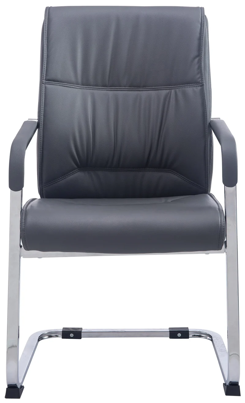 Fauteuil de bureau sans roulettes chaise visiteur sans roulettes jusqu'à 260kg en PVC gris 10_0002773