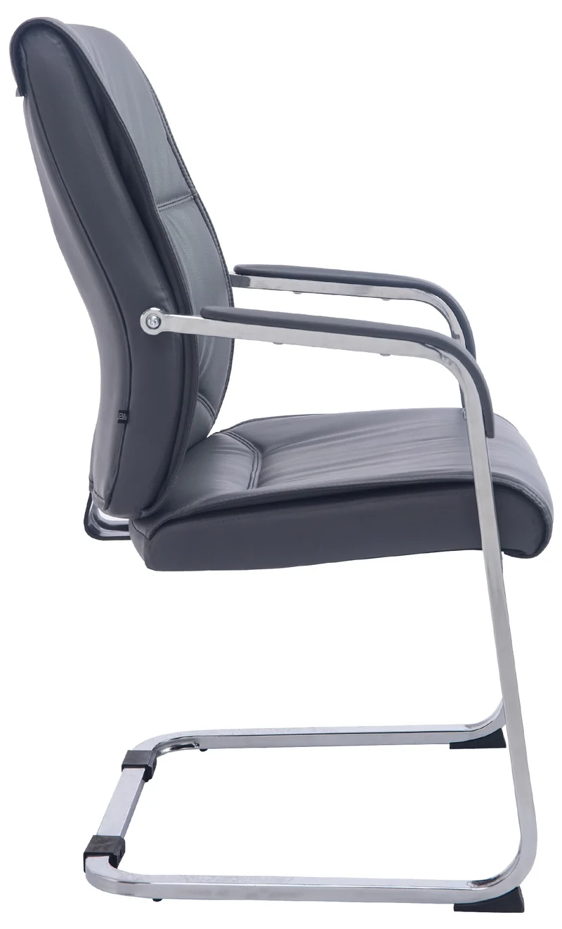 Fauteuil de bureau sans roulettes chaise visiteur sans roulettes jusqu'à 260kg en PVC gris 10_0002773