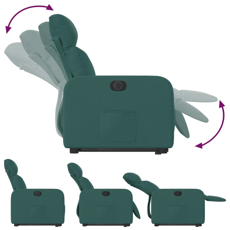 Fauteuil relax TV fonction de levage électrique très confortable en tissu vert foncé DEC028609