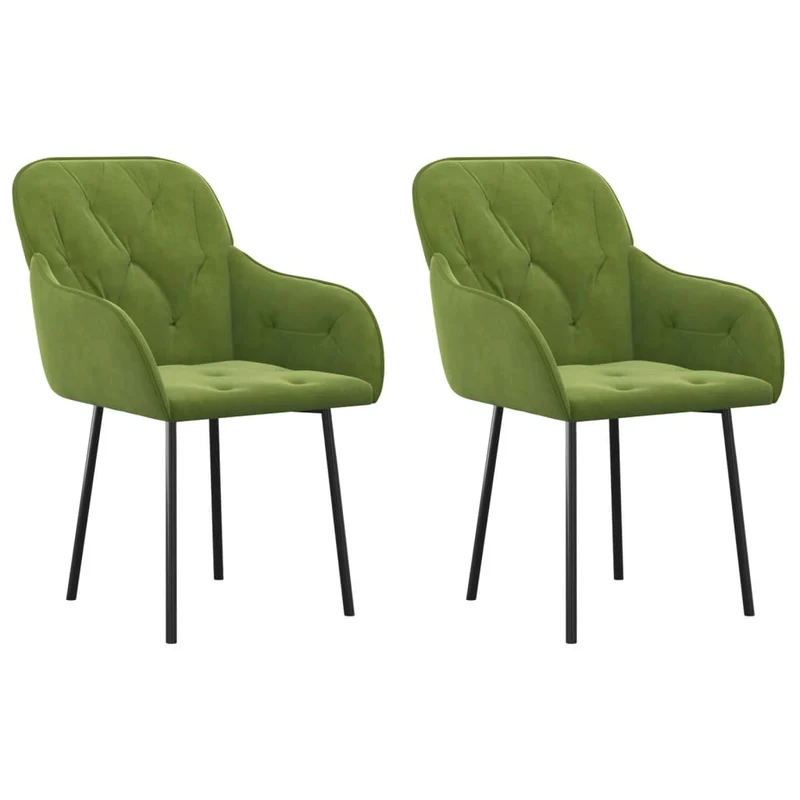 Set de 2 chaises de salle à manger vert clair en tissu velours vert DEC025590