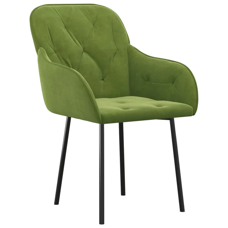 Set de 2 chaises de salle à manger vert clair en tissu velours vert DEC025590