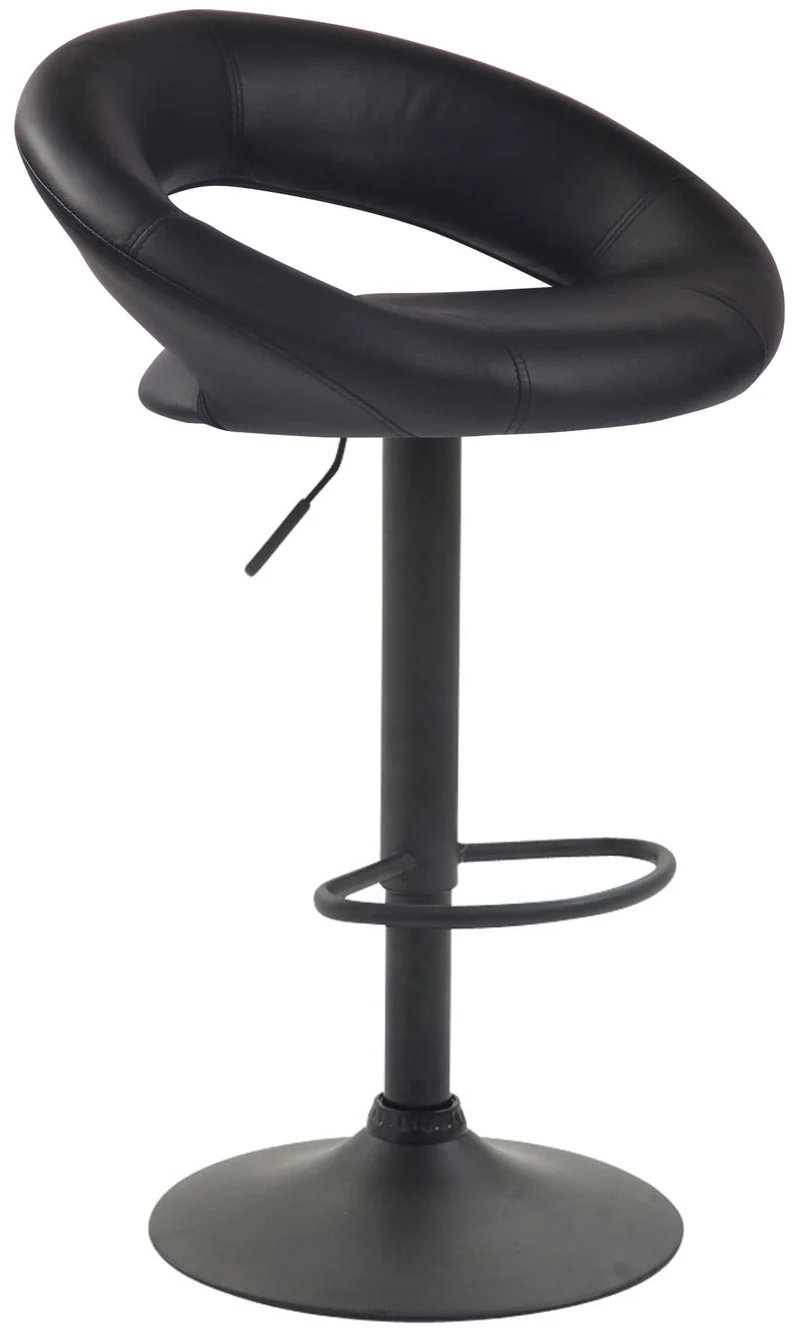 Lot de 2 tabourets de bar en synthétique noir design moderne base métal noir mat TDB10546